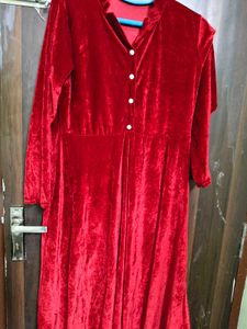 New Stylish Party WearRed Velvet Midi Dress