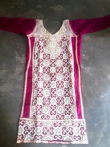 Rose Color Net With Inner Kurti