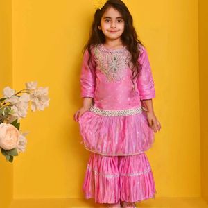 Cute Pink Girls' Sharara Set