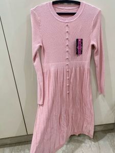 Pretty Pink Woollen Midi Dress