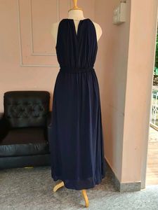Navy Blue Elegant Halter Neck Maxi Dress