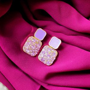 Purple Crystal Dangle Earrings