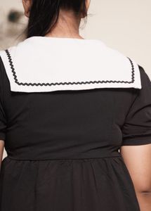 Chic Black Mini Dress with Sailor Collar