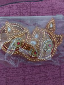Acrylic Rangoli Golden With Pearl Work