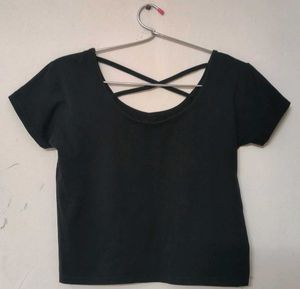 Black Criss-Cross Back Top