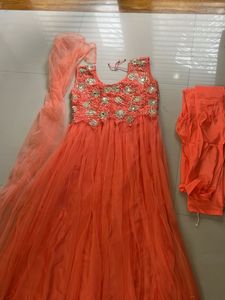 Orange Anarkali Kurta Set