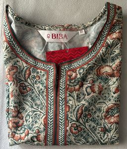 BIBA Printed  Crepe Kurti 80 Cm - Teal