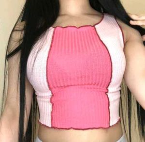 1941. Pink Patchwork Crop Tank