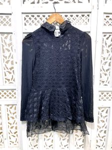 Korean Victorian Noir Peplum Top C