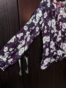 Purple ROSE Print Shirt