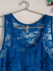 Blue Netted Tank Top