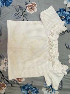 Ruffled White Crop Top