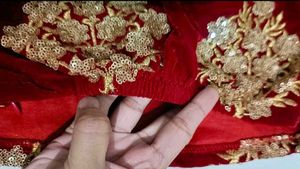 Designer Red Velvet Embroidered Blouse