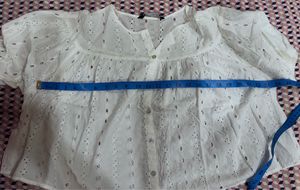 Zara White Eyelet Top