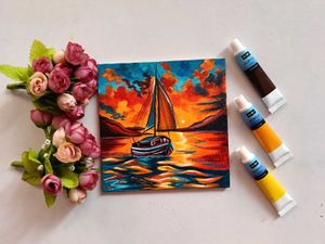 Mini Sunset Sailboat Artwork Painting