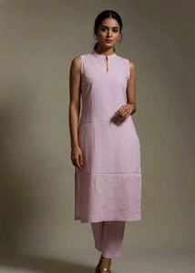 Pink Striped Kurti Pant Set