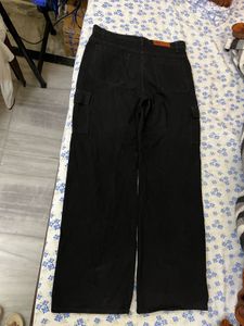 Black Cargo Wide Leg Pants