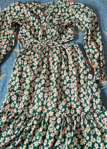 Floral Green Cutout Midi Dress