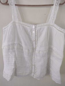 Lace Lined White Soft Fairycore Top