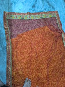 Yellow And Red Rajasthani Tie Dye Heavy Work Saree
