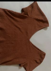 Shein V Neck Brown Crop Top