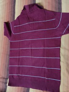 Spunk Men Red Striped Cotton Polo Tshirt