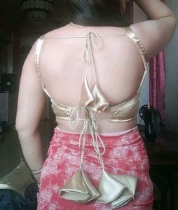 Golden Satin Padded Drawstring Blouse