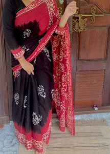 Elegant Red & Black Saree