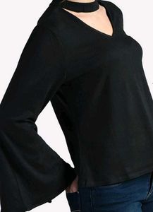 A-line Black Bell Sleeve Top