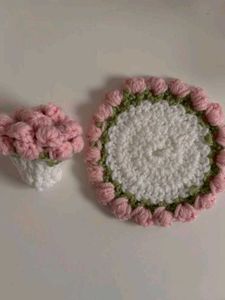 🌷 Handmade Crochet Tulip Coaster 🌷
