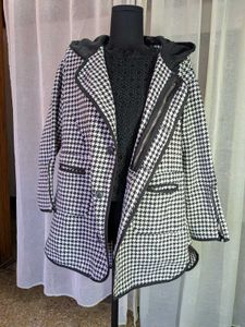 Houndstooth Hooded Coat