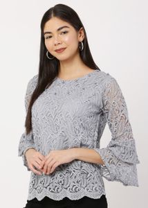 Party Self Design Women Grey Top