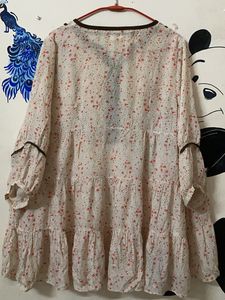 Vintage Peach Floral Korean Dress