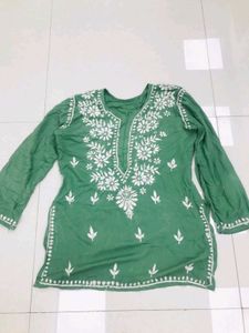 Olive Green Lucknawi Short Kurta