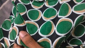 Retro Green Circle Print Blouse