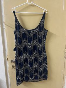Navy embellished Beaded Mini Dress