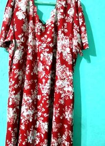 PLUS SIZE KURTA RED FLORA DESIGN