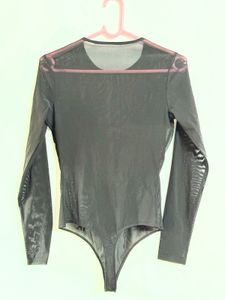 Embellished sheer Black Bodysuit