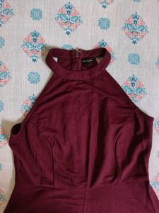 Burgundy Halter Neck Dress