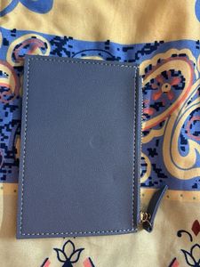 Blue Leather Card Holder Wallet