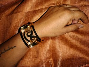 Golden Cuff Bracelet with Gemstones