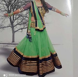 Green & Blue Embellished Lehenga