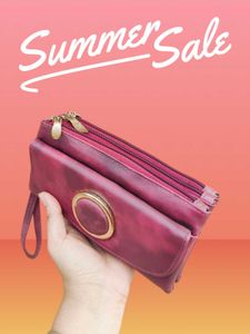 "Vintage Maroon Pouch Bag with Multiple Zippers