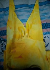 Yellow Halter Tie-Dye Dress