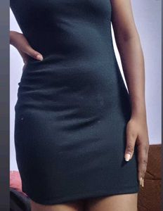Ribbed Black Midi Dress