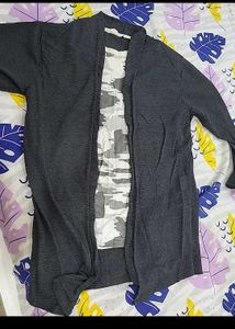 Gray Open-Front Cardigan