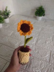 Crochet Sunflower pot Decor 🌻