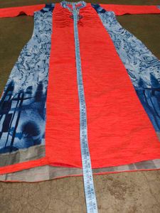 Elegant Red &amp; Blue Printed Kurti with Embroidered