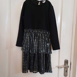 Black - Tiered Sparkle Embellishment Party Dress