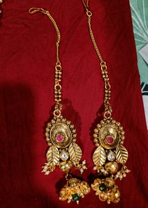 Bridal Set With Pocha, Long And Short Necklace, Bajubandh, Earrings And Mang Tika